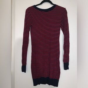 American Apparel Tight Red and Black Striped Sweater Dress